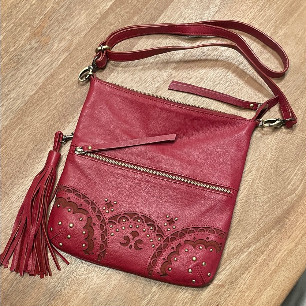 Isabella Fiore "Valentina" Red Leather Crossbody Bag — NEW